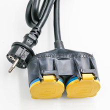 Extension Cable Double Socket 250V/16A IP44 Power Distribution Garden Plug Outside Garden Coupling